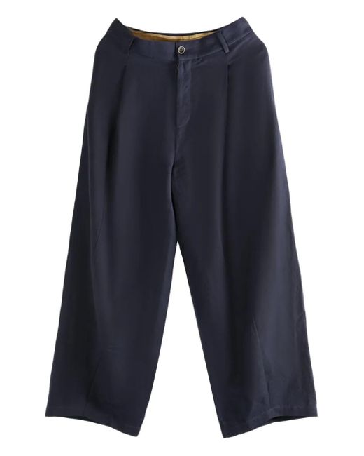 Uma Wang Blue Paw Pleated-Front Trousers for men
