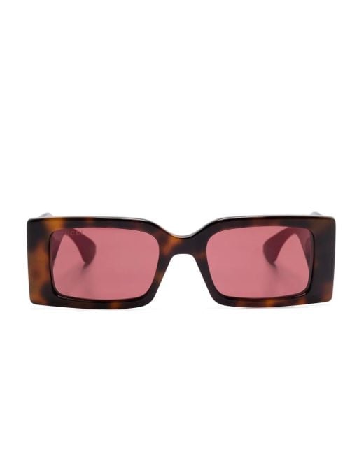Gucci Pink Rectangular-Frame Sunglasses
