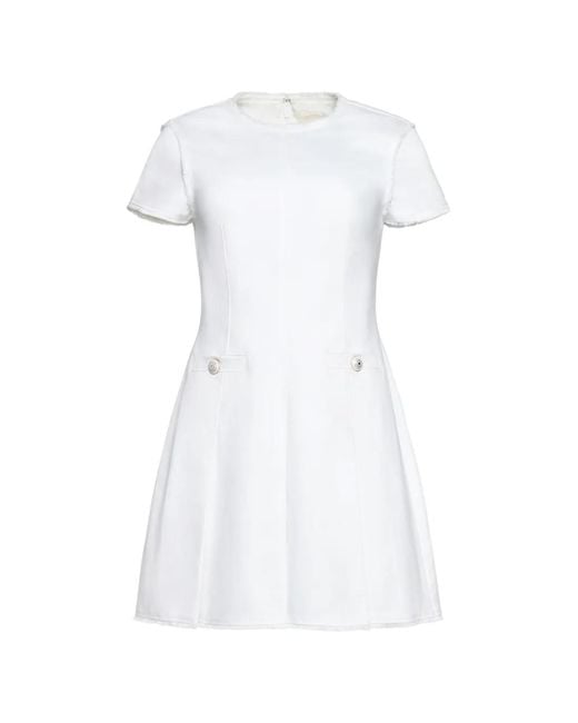 Cinq À Sept White Nova Jean Button-Detail Mini Dress