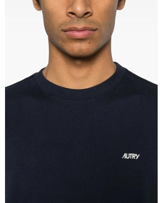 Autry Blue Logo-Embroidered T-Shirt