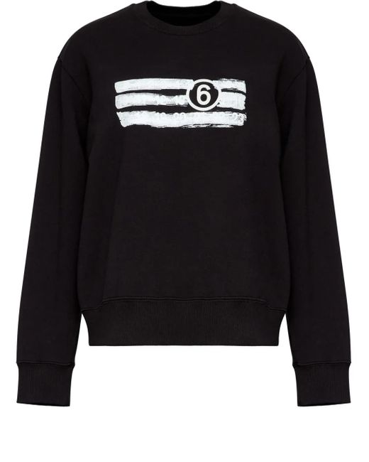 MM6 by Maison Margiela Black Printed Cotton Sweatshirt