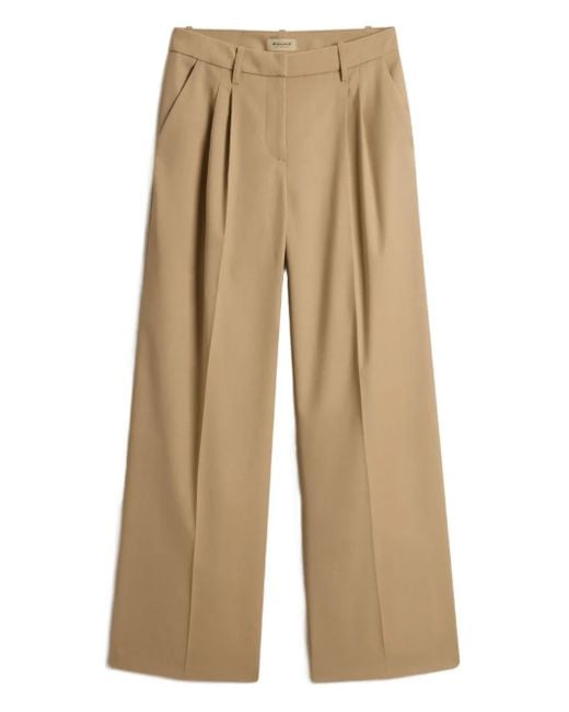 Woolrich Natural Pleated Straight Trousers