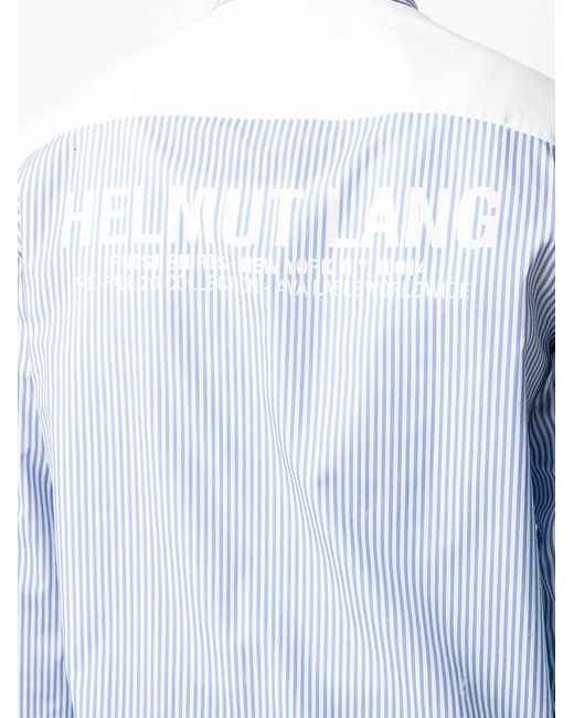 Helmut Lang Blue Striped Cotton Long-Sleeved Shirt for men