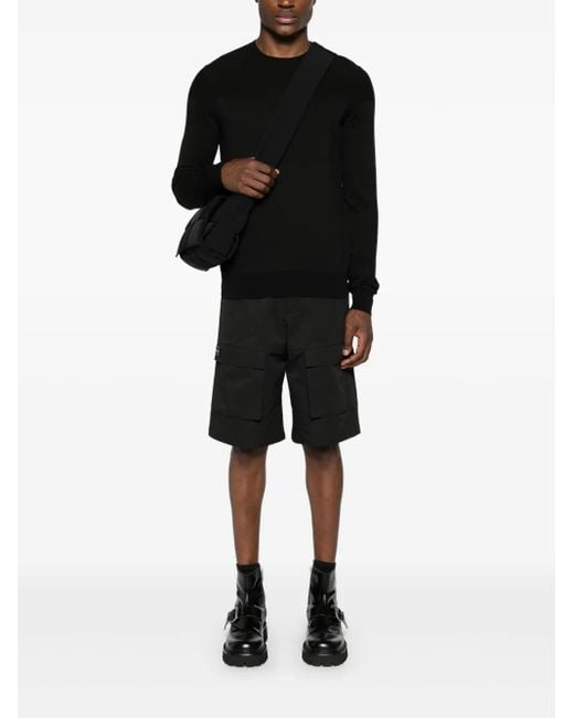 Jil Sander Black Fine Cotton Crew Neck Sweater for men