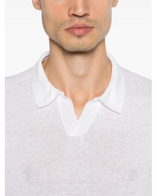 120% Lino White Sweat À Col En Jean De Coton for men