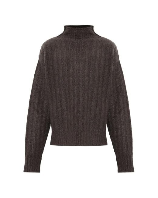 Rick Owens Gray Turtle Ribbed-Knit High-Neck Sweater for men