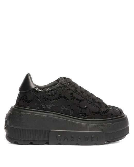 Sneakers Con Suola Rialzata di Casadei in Black
