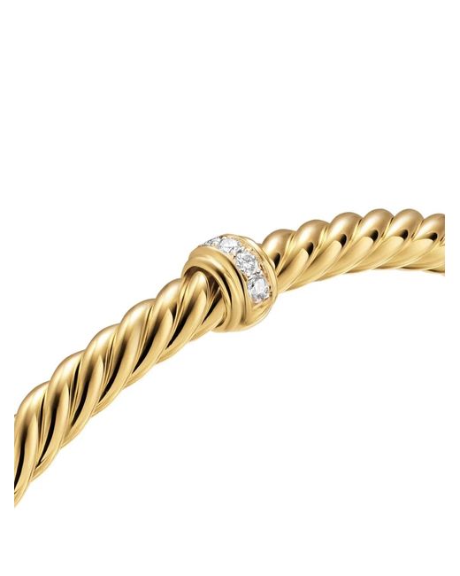 David Yurman Metallic 18K Cablespira Flex Station Diamond Bangle