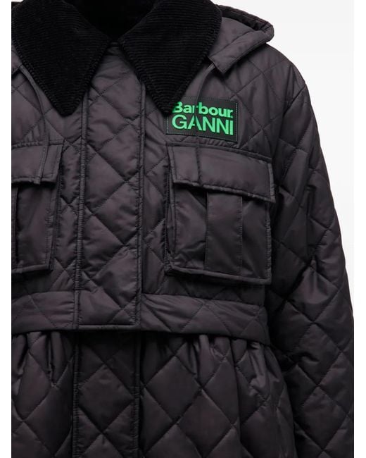 Ganni Black X Barbour Quilted Coat