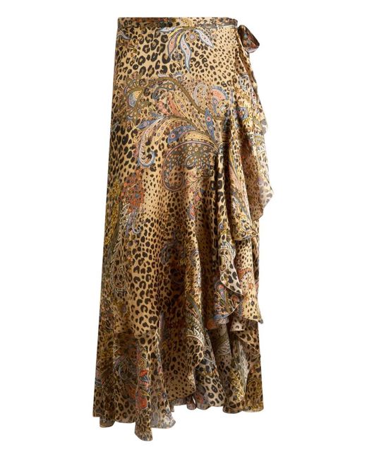Etro Natural Peau D'Ange Silk Midi Skirt