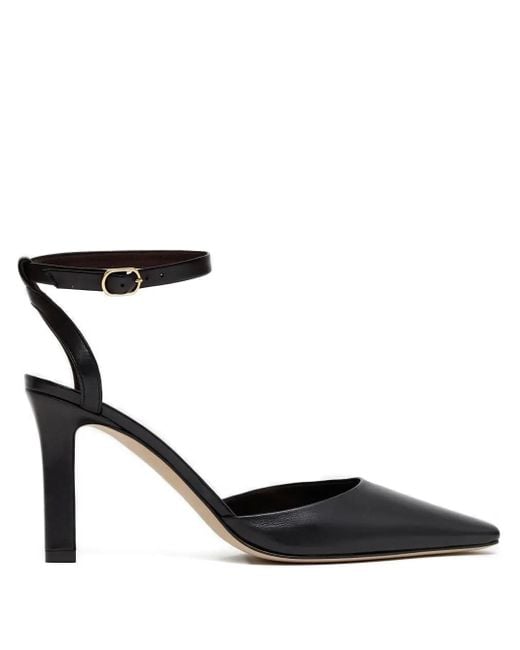 The Row Black Ankle-Strap Pointed-Toe Flats