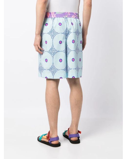 Fumito Ganryu Blue Graphic-Print Drawstring Shorts for men