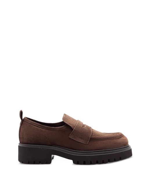 Guglielmo Rotta Brown Suede Platform Loafers