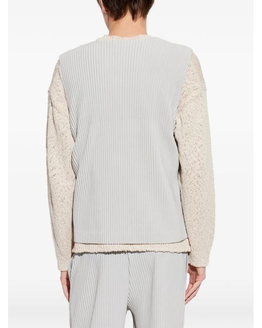 Homme Plissé Issey Miyake White Pleated V-Necked Vest for men