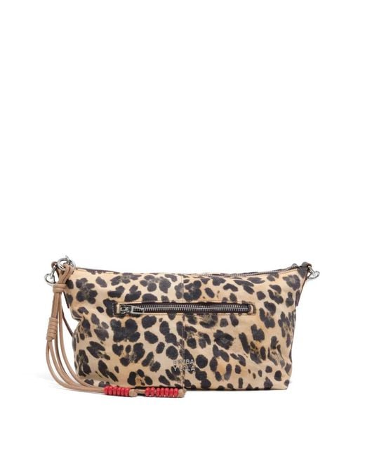 Bimba Y Lola White Trapecio Leopard-Print Shoulder Bag