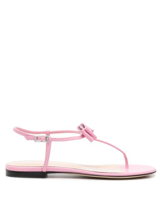 Mach & Mach Pink Bow-detail Thong-strap Sandals