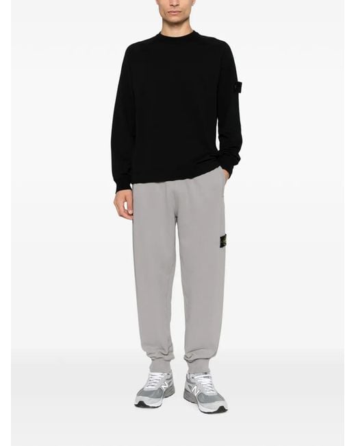 Stone Island Gray Logo-Patch Track Pants for men