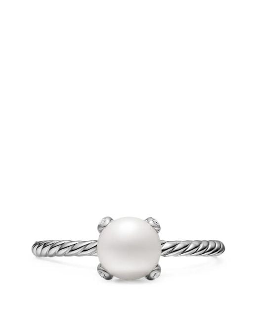 David Yurman White Pearl Classics Pearl And Diamond Ring