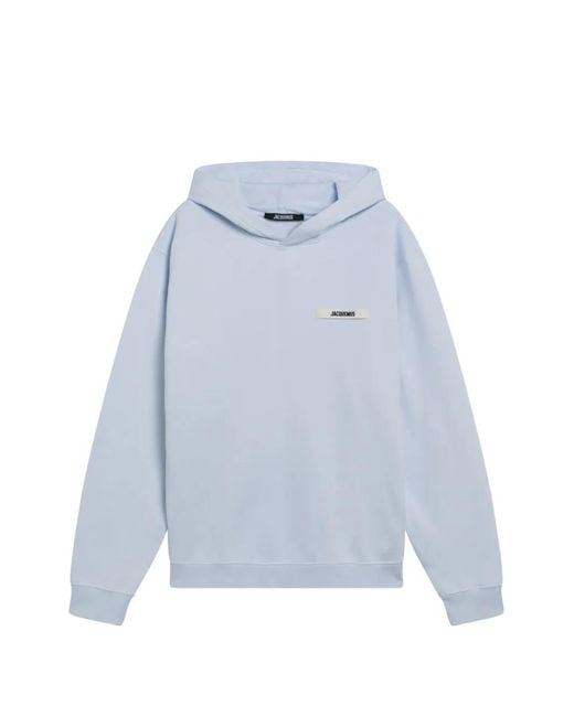 Jacquemus Blue Logo-Patch Hoodie for men