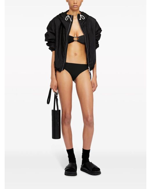 Jil Sander Black Crop Padded Jacket With Drawstring