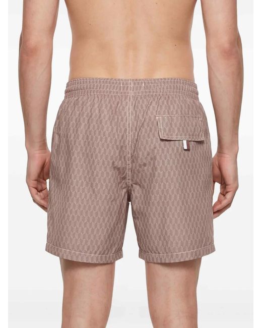 Canali Pink Patterned Drawstring Swim Shorts for men