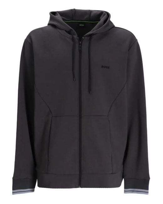 Camicia Con Zip E Cappuccio di Boss in Black da Uomo