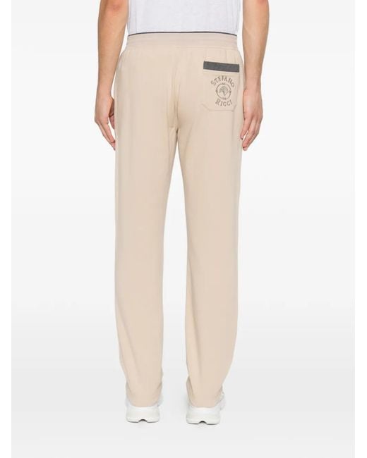 Stefano Ricci White Logo-Embroidered Drawstring Track Pants for men