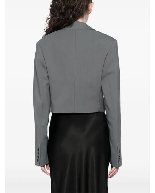 Nanushka Gray Cropped Boxy Fit Blazer