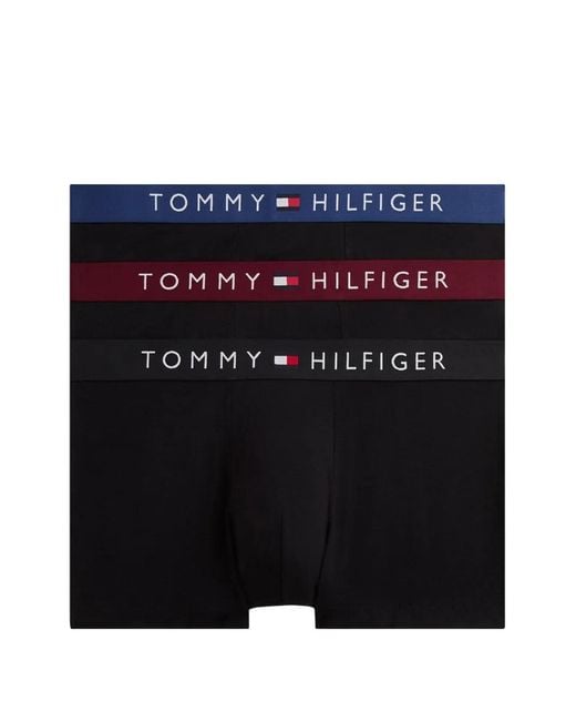 Tommy Hilfiger Blue Logo-Waistband Boxers (Pack Of Three) for men