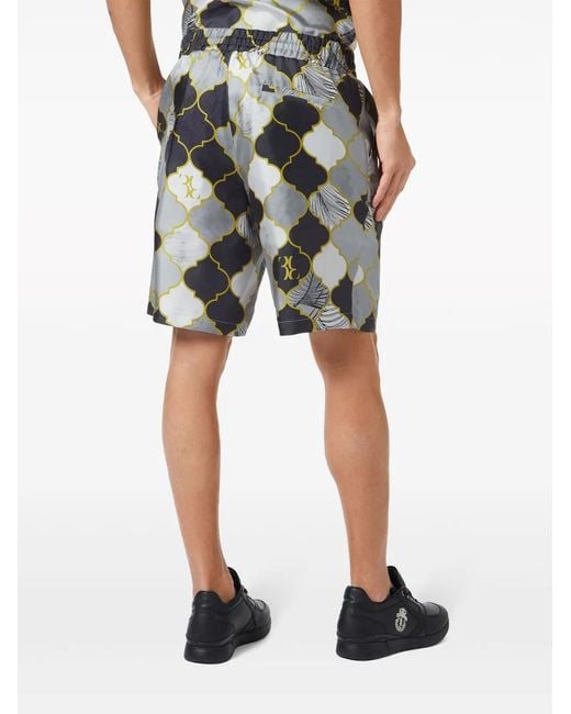 Billionaire Gray Patterned Silk Shorts for men