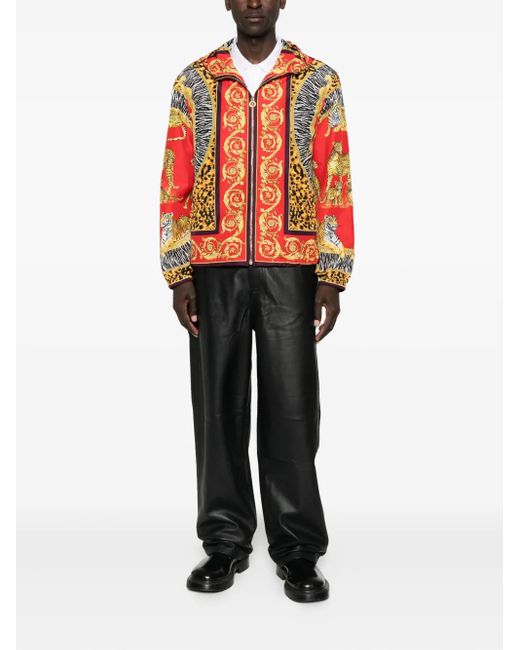 Versace Red Wild Cats Windbreaker Jacket for men