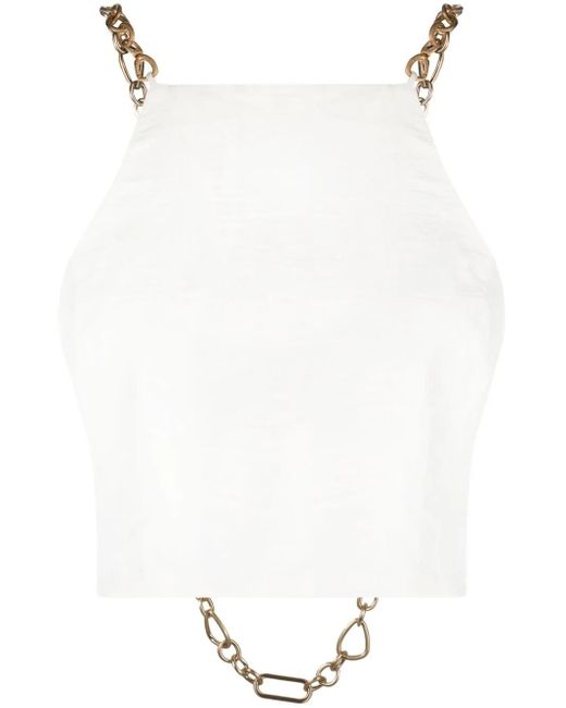 Cult Gaia White Joey Chain-Strap Top