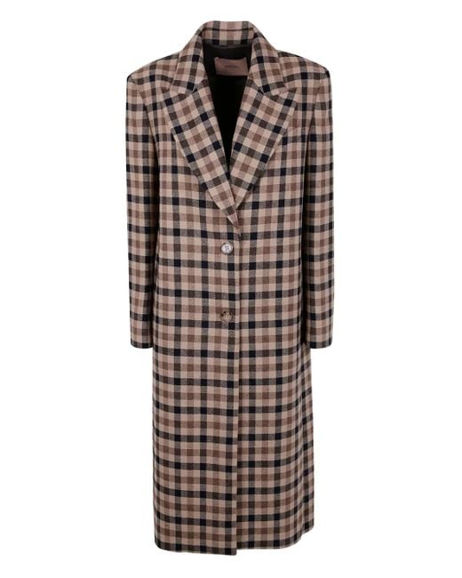 Twinset Check-print Coat Brown