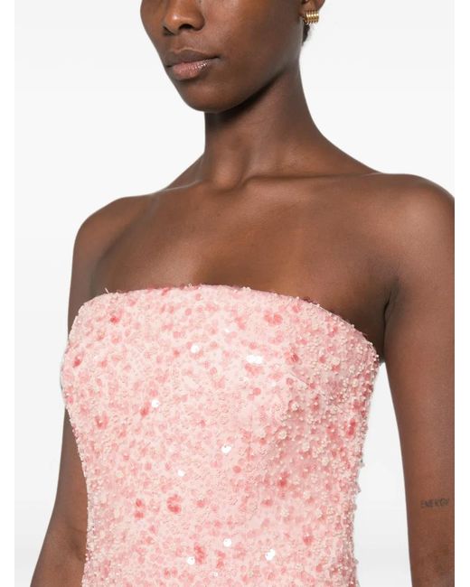 The New Arrivals Ilkyaz Ozel Pink Nara Sequin-Embellished Maxi Dress