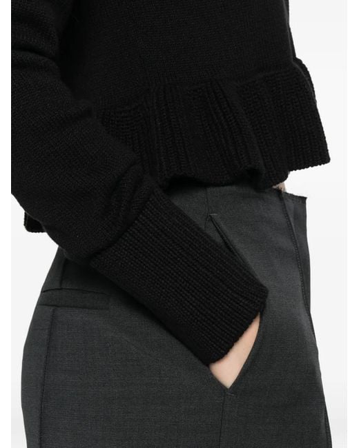 CECILIE BAHNSEN Black Prisca Ruffled Cardigan