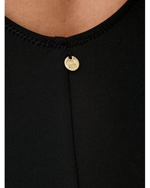 Benetton Black Ruched-Detailing Cutout Swimsuit