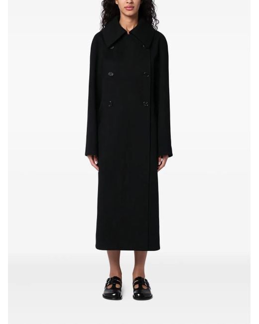 Loewe Black Double-Breasted Wool Coat