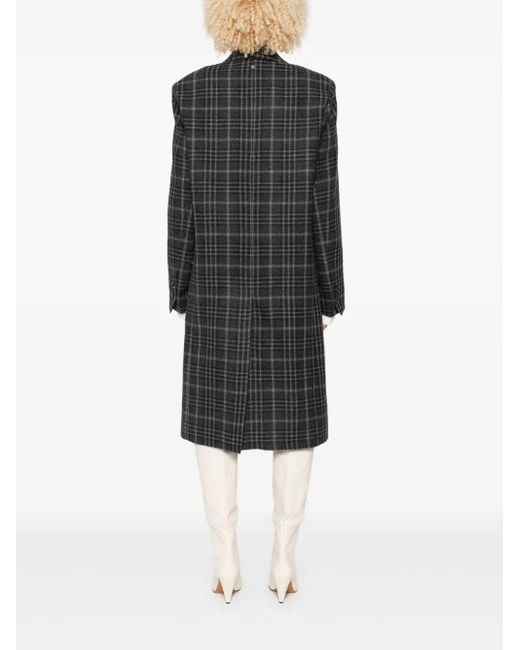 Aniye By Double-breasted Checked Coat Black
