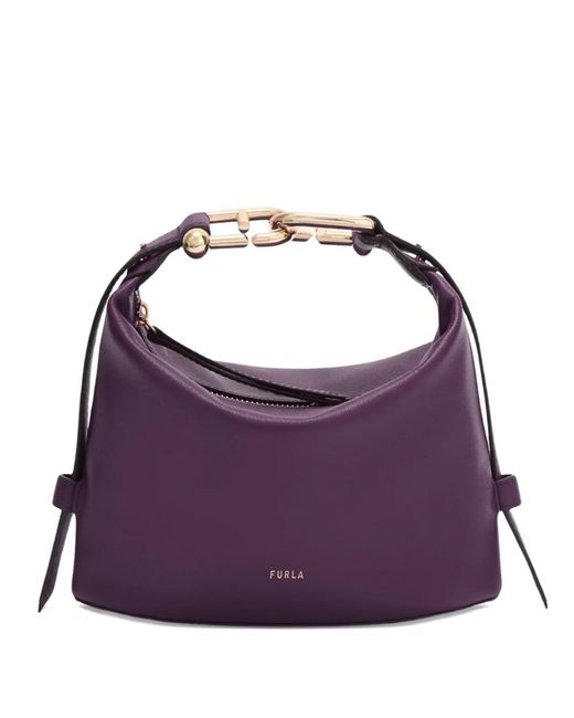 Furla Purple Mini Nuvola Leather Tote Bag