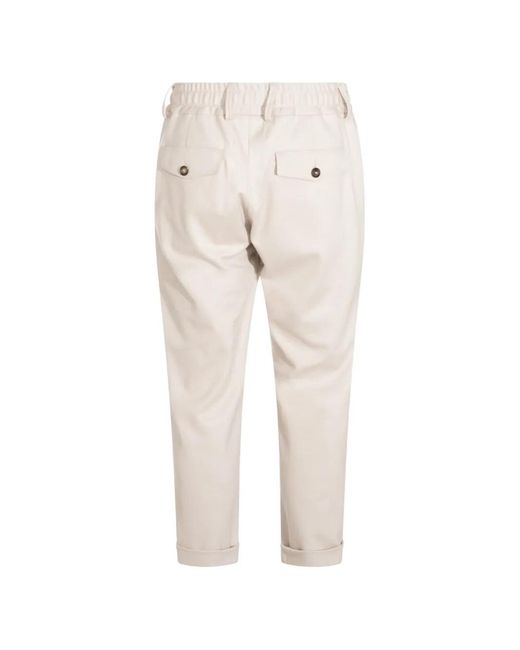 Eleventy Natural Drawstring-Waist Cuffed Trousers for men