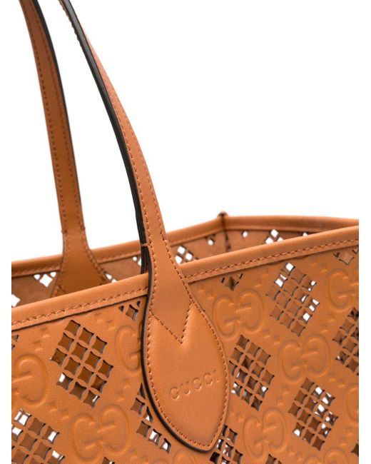 Gucci Brown Ophidia Perforated Tote Bag
