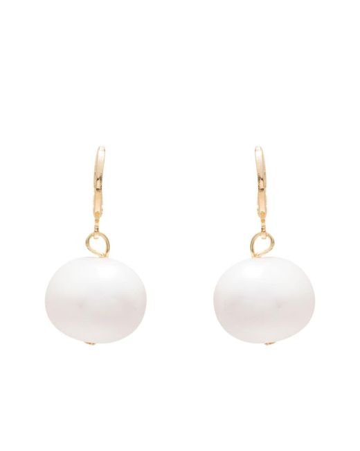 Serpui White Pearl Dangle Earrings