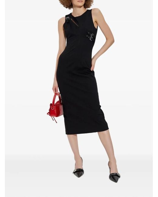 Versace Jeans Couture Black Cut-Out Buckle Midi Dress