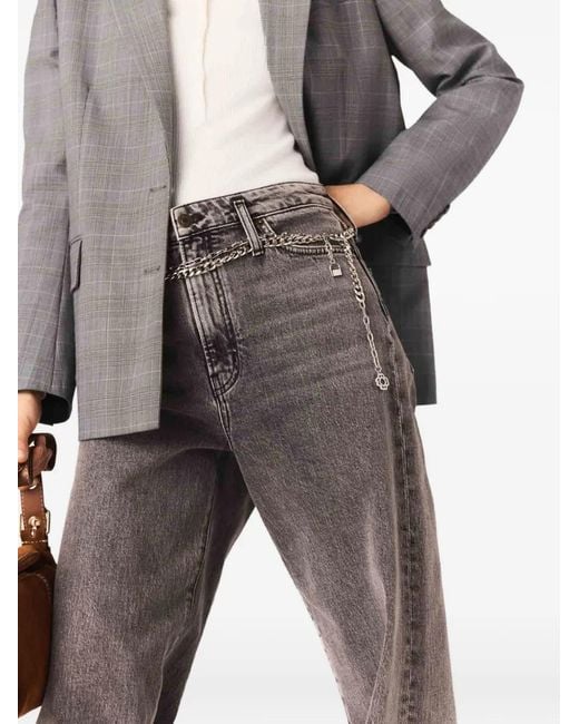 Maje Gray Chain-Link Straight-Leg Jeans