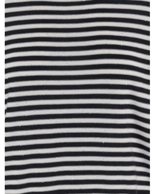 Bruno Manetti Black Striped-Pattern Crew-Neck Sweater