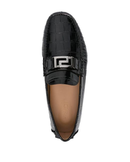 Versace Loafers Met Krokodillen-reliëf in het Black voor heren