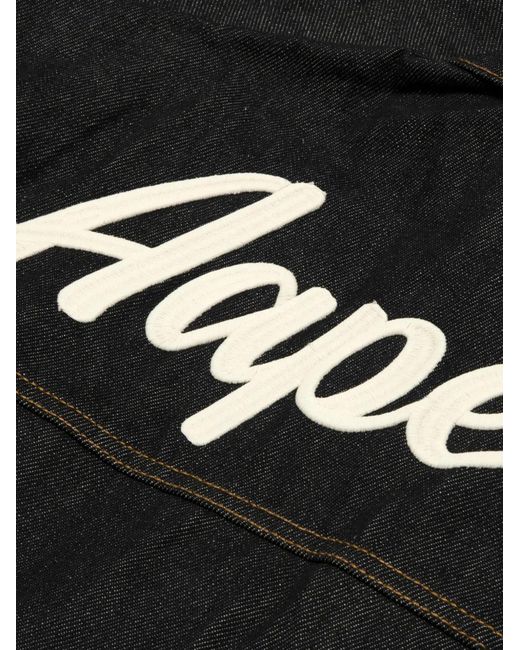 Aape By A Bathing Ape Black Hooded Embroidered-Logo Denim Jacket for men