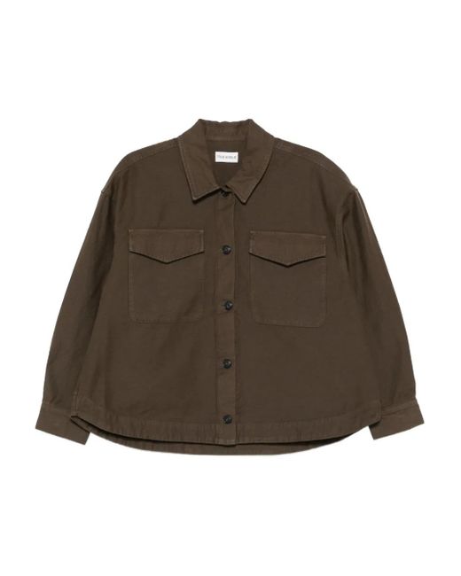 TRUE AVENUE Brown Double-Pocket Cotton Shirt Jacket