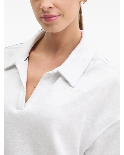 DKNY White Logo-Embroidered Dropped-Shoulder Sweater