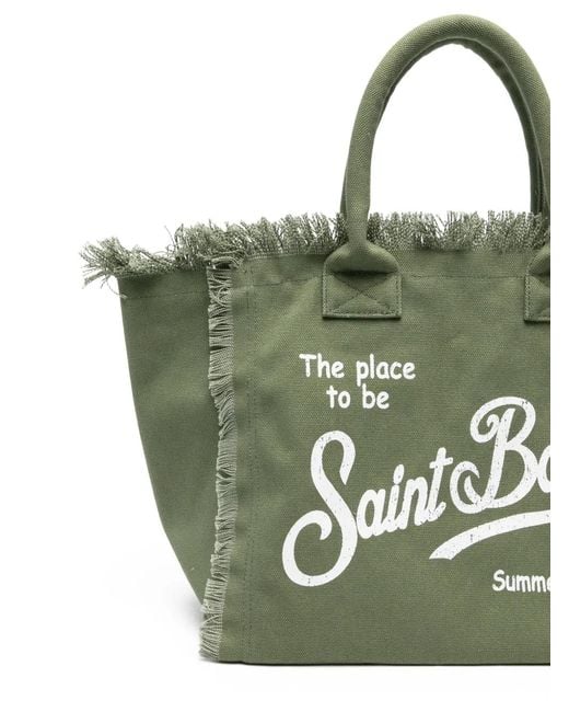 Mc2 Saint Barth Green Vanity Frayed-Edge Tote Bag